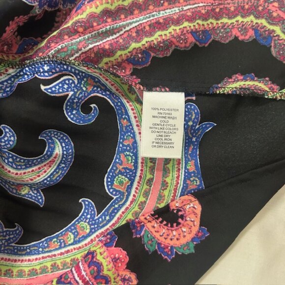 Ladies Blouse Large Black Multicolor Flared Sleeves Accordion Pleats read - Picture 3 of 8